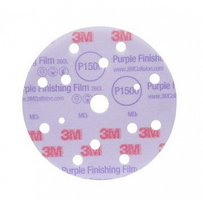3M 260L Hook-it™ finom csiszolókorong, 15 lyuk 3M 260L Hook-it™ finom csiszolókorong, 15 lyuk, P800, átmérő 150 mm (51155)