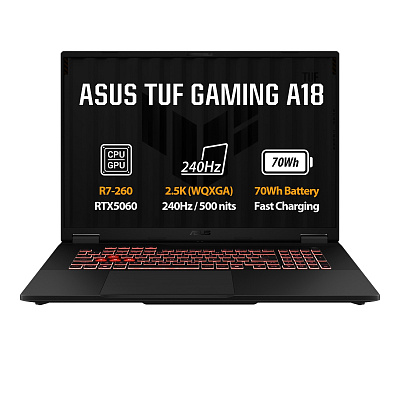 ASUS TUF Gaming A18/FA808UM-S9143Z/R7-260/18"/2560x1600/16GB/512GB/RTX 5060/operációs rendszer nélkül/Gray/2R