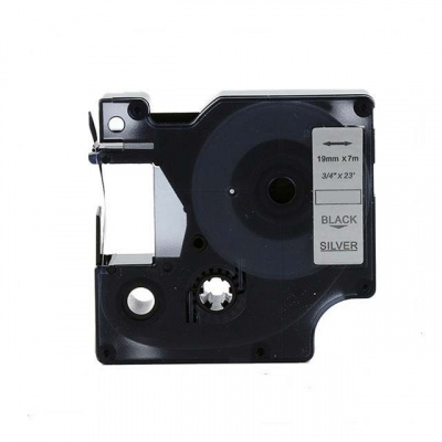 Dymo 45812, 19mm x 7m fekete nyomtatás / sezüst alapon, kompatibilis szalag 