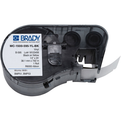 Brady MC-1500-595-YL-BK / 143378, öntapadó szalag 38.10 mm x 7.62 m