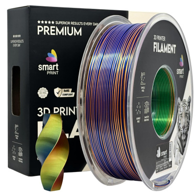 Smart Print FG-S106-E1, 3D filament, PLA Silk, 1,75mm, 1000g, Tri Color, Többszínű (Orange, Blue, Green)