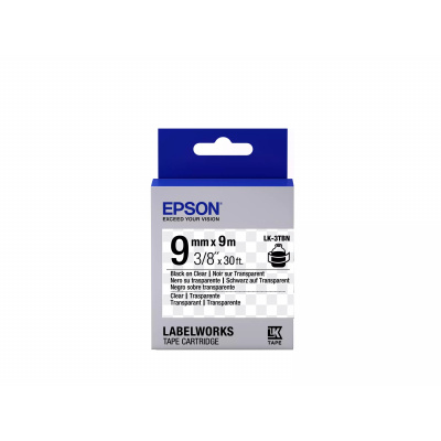 Epson LabelWorks LK-3TBN C53S653004 9mm x 9m, fekete nyomtatás / átlátszó alapon, eredeti szalag