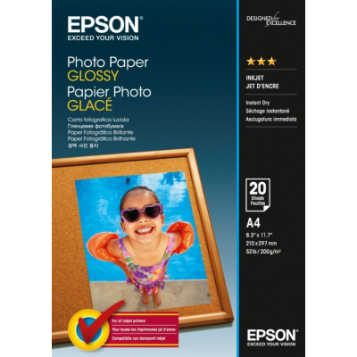 Epson Photo Paper C13S042538, 200 g/m2, A4, 20db, fényes, fehér, fotópapír