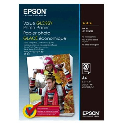 Epson Value Glossy Photo Paper C13S400035, 200 g/m2, A4, 20db, fehér, fotópapír