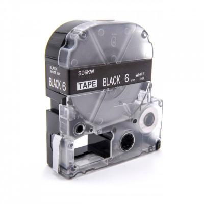 Epson LK-2BWV, SD6KW, 6mm x 9m, fehér nyomtatás / fekete alapon, kompatibilis szalag