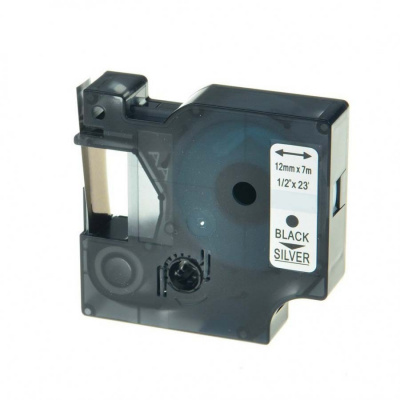 Dymo 45022, 12mm x 7m fekete nyomtatás / ezüst alapon, kompatibilis szalag 