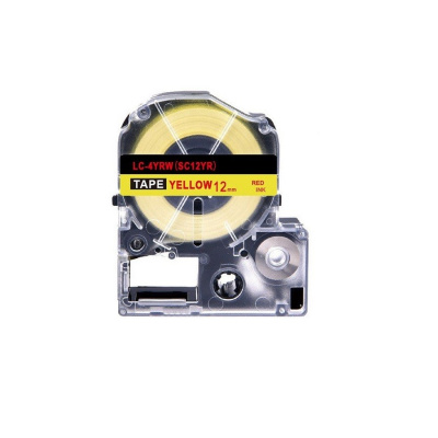 Epson LK-4YRN, SC12YR, 12mm x 9m, piros nyomtatás / sárga alapon, kompatibilis szalag