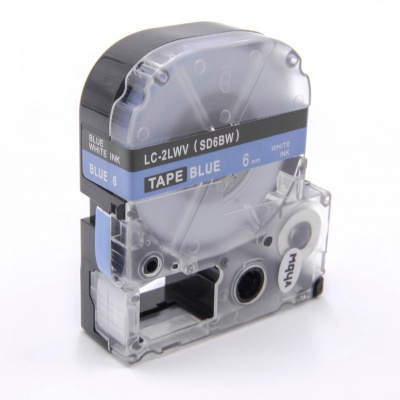 Epson LC-SD6BW, 6mm x 8m, fehér nyomtatás / kék alapon, utángyártott szalag