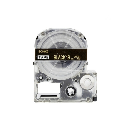 Epson LK-5BKP, SC18KZ, C53S672095 , 18mm x 9m, arany nyomtatás / fekete alapon, kompatibilis szalag