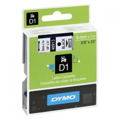 Dymo D1 Dymo 40913, S0720680 / 41913, 9 mm x 7 m, fekete nyomtatás / fehér alapon, eredeti szalag