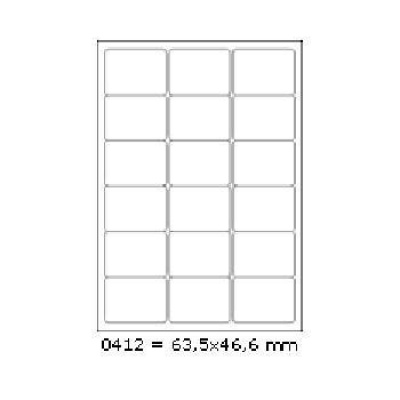 Öntapadó címkék 63,5 x 46,6 mm, 18 címek, A4, 100 ív