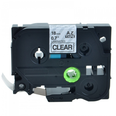 Brother TZ-141 / TZe-141, 18mm x 8m, fekete nyomtatás / átlátszó alapon, kompatibilis szalag 