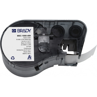 Brady M5C-1000-499 / 170927, 25.40 mm x 4.88 m, Nylon, fekete nyomtatás / fehér alapon