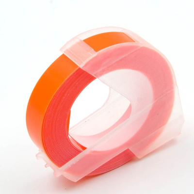 Dymo Omega, 9mm x 3m, fehér nyomtatás / fluoreszkáló narancssárga alapon, utángyártott szalag
