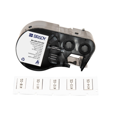 Brady M4-250-075-342 / 170720, 19.05 mm x 11.15 mm, Polyolefin, fekete nyomtatás / fehér alapon