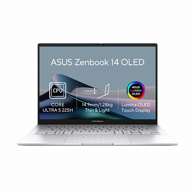 ASUS Zenbook 14/UX3405CA-OLED577WZ/U5-225H/14"/WUXGA/T/16GB/512GB/Intel int/W11H/Ezüst/2R