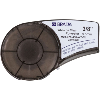 Brady M21-375-430-WT-CL / 139748, poliészter szalag, 9.53 mm x 6.40 m