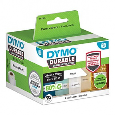 Dymo polipropilén címkék 89mm x 25mm, fehér, 2x350 db, 2112285