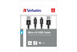 Verbatim 48874 USB kábel (2.0), USB A + microUSB, 1m, fekete, box, 2 db