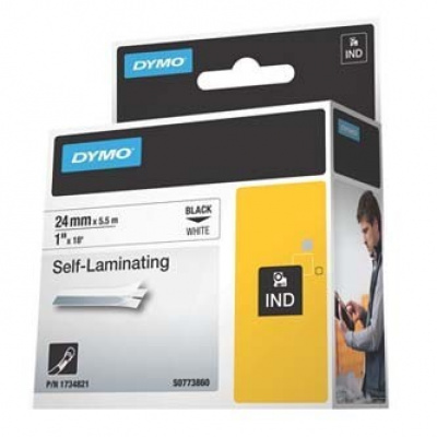 Dymo Rhino 1734821, S0773860, 24mm x 5,5m fekete nyomtatás / fehér alapon, eredeti szalag