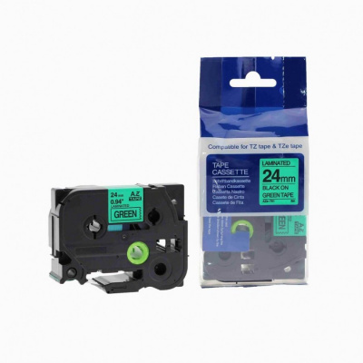 Brother TZ-751 / TZe-751, 24mm x 8m, fekete nyomtatás / zöld alapon, kompatibilis szalag 