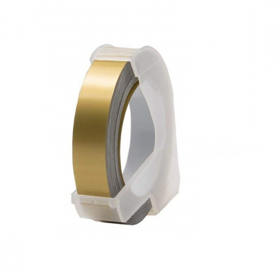 Dymo Omega, 9mm x 3m, fehér nyomtatás / arany alapon, utángyártott szalag