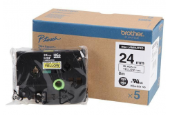 Brother HGe-651, 24mm x 8m, 5db, fekete nyomtatás / sárga alapon, eredeti szalag