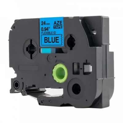Brother TZ-FX551 / TZe-FX551, 24mm x 8m, flexi, fekete nyomtatás / kék alapon, kompatibilis szalag