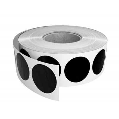 Öntapadós címkék kerek 20 mm, 2000 db, fekete papír a TTR számára, tekercs