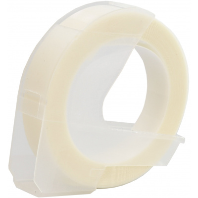 Dymo Omega, 9mm x 3m, fehér nyomtatás / átlátszó alapon, utángyártott szalag