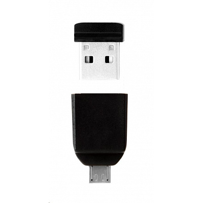 VERBATIM Flash Disk 32GB Store 'n' Stay Nano + micro USB OTG adapter, USB 2.0, fekete