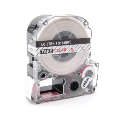 Epson LC-5TRN, ST18RW, 18mm x 8m, piros nyomtatás / átlátszó alapon, kompatibilis szalag
