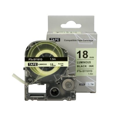 Epson SY18YD, 18mm x 1, 5m, fekete nyomtatás / lumineszkáló fehér alapon, utángyártott szalag