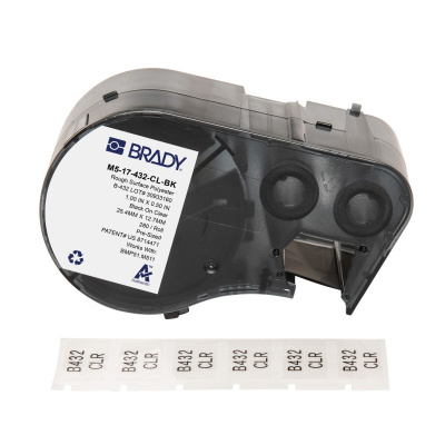 Brady M5-17-432-CL-BK / 170873, 25.40 mm, Polyester, fekete nyomtatás / átlátszó alapon