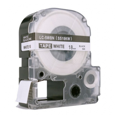 Epson LC-5WBN, SS18KW, 18mm x 8m, fekete nyomtatás / fehér alapon, kompatibilis szalag