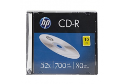 HP CD-R, CRE00085-3, 69310, 10-pack, 700MB, 52x, 80min., 12cm, nyomtatási lehetőség nélkül, vékony tok, adatarchívumhoz, sérült csomagolás