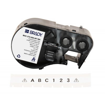 Brady M4C-375-595-WT-BK / 170843, 9.53 mm x 7.62 m, vinil, fekete nyomtatás / fehér alapon