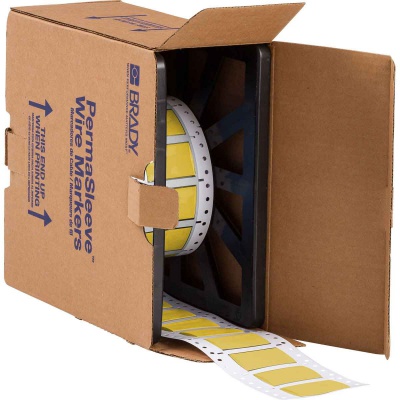 Brady 2LSZH-750-2-YL-2 / 141184, címkék, THT Low Smoke Halogen Free Permasleeve Wire Marking Sleeves, 25.40 mm x 31.40 mm