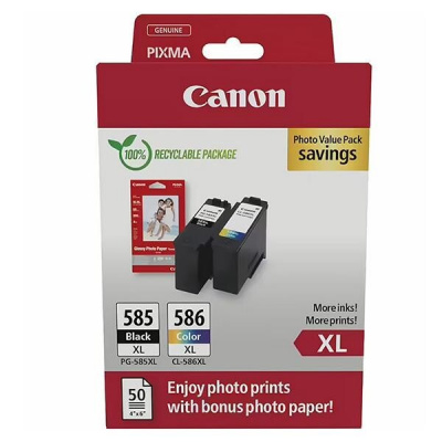 Canon PG-585/CL-586 6205C004 fekete/színes (black/color) multipack eredeti patronok + fotópapírok GP-501