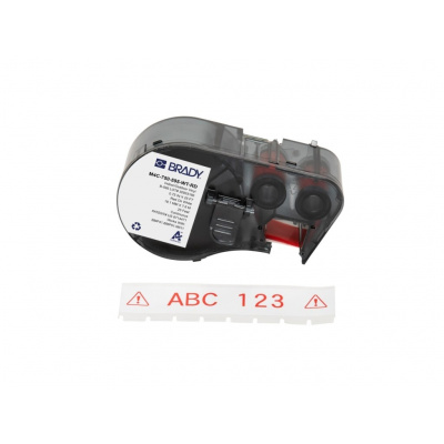 Brady M4C-750-595-WT-RD / 170831, 19.05 mm x 7.62 m, vinil, piros nyomtatás / fehér alapon