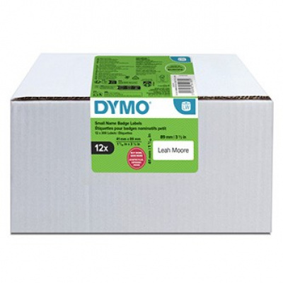 Dymo 2234183, 89mm x 41mm, névtáblákra, kivehető, fehér, eredeti papírcímkék, 12 x 300 db