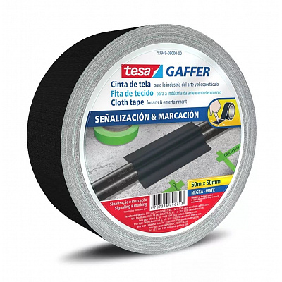 Tesa 53949 Matt Gaffer Tape, fekete matt textilszalag, 50 mm x 50 m
