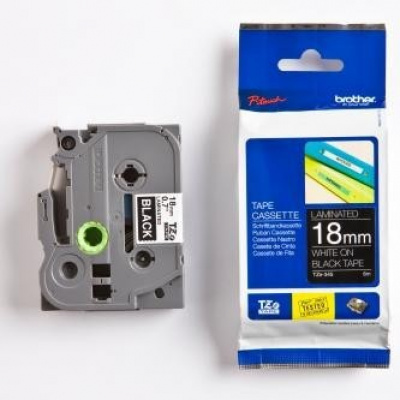 Brother TZ-345 / TZe-345, 18mm x 8m, fehér nyomtatás / fekete alapon, eredeti szalag
