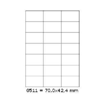 Öntapadó címkék 70 x 42,4 mm, 21 címek, A4, 100 ív
