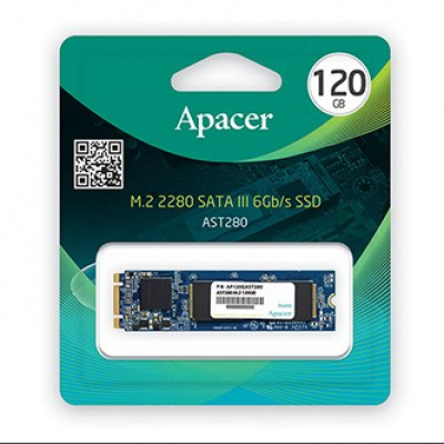 Belső lemez SSD Apacer M.2 SATA III, belső M.2 SATA III, 120GB, AST280, AP120GAST280-1, 500 MB/s-R, 470 MB/s-W