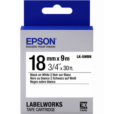 Epson LabelWorks LK-5WBN C53S655006 18mm x 9m, fekete nyomtatás / fehér alapon, eredeti szalag