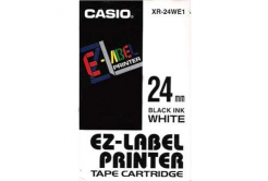 Casio XR-24WE1, 24mm x 8m, fekete nyomtatás / fehér alapon, eredeti szalag