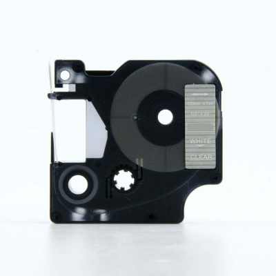 Dymo 45810, 19mm x 7m fehér nyomtatás / átlátszó alapon, kompatibilis szalag 