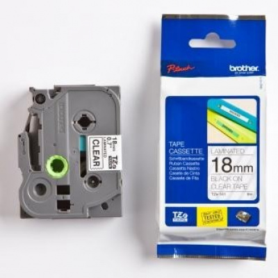 Brother TZ-141 / TZe-141, 18mm x 8m, fekete nyomtatás / átlátszó alapon, eredeti szalag
