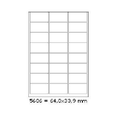 Öntapadó címkék 64 x 33,9 mm, 24 címek, A4, 100 ív